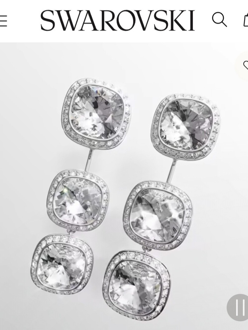 SWAROVSKI❣️Stunning Silver-Tone Triple Drop UNA ANGELIC Earrings